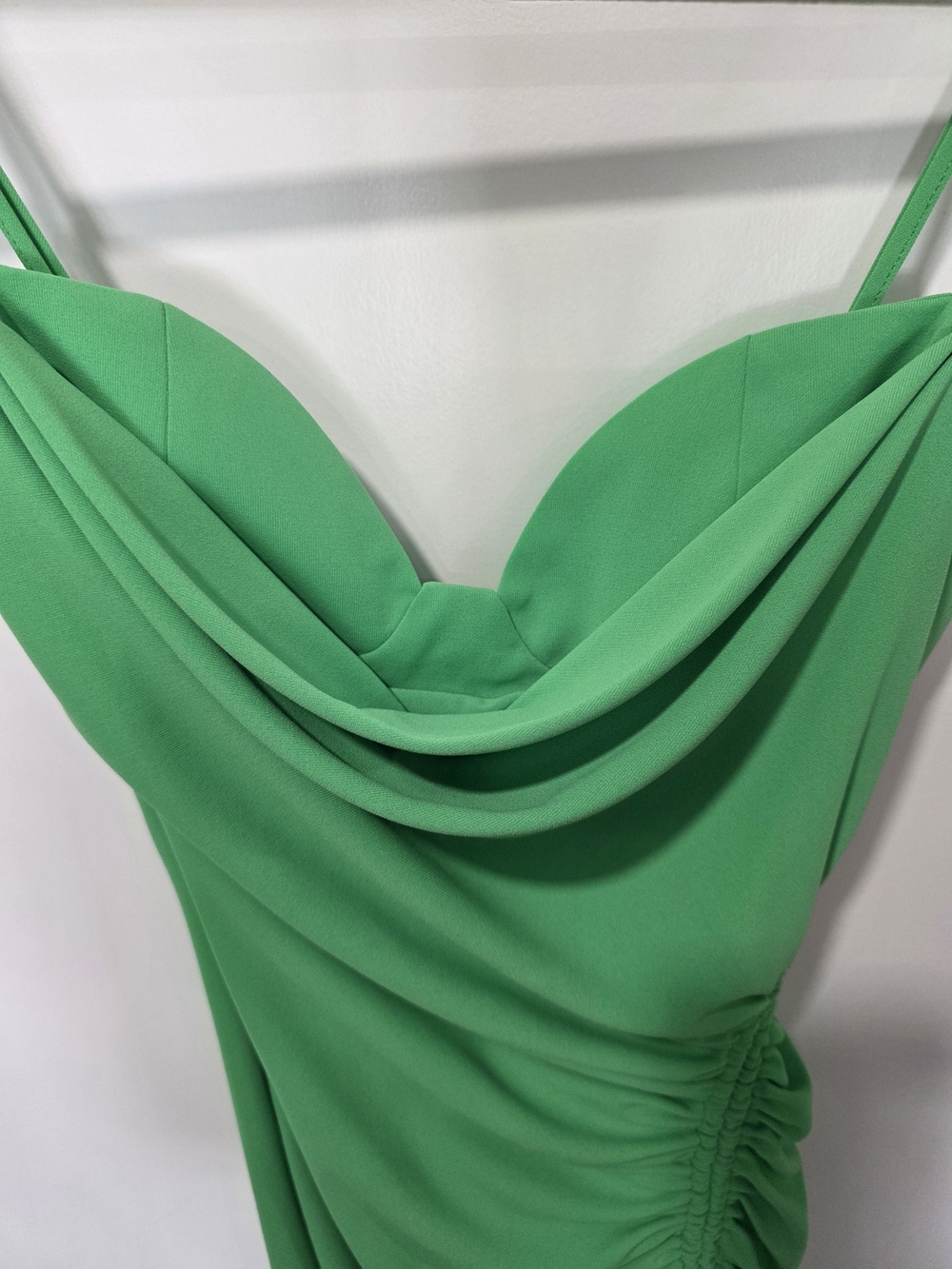 Zara Green Draped Ruched Slip Dress - Picture 3 of 4